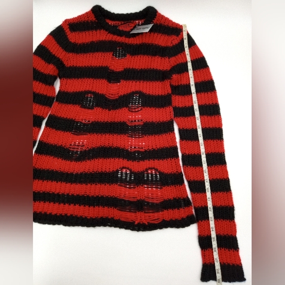 Tripp Nyc Red Black Stripe Top Sweater Hot Topic Size S - Picture 6 of 6